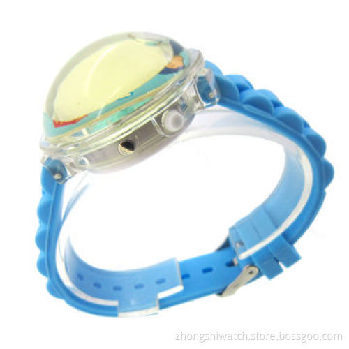 Moving water fashion watches with plastic case, silicone strap and Japan movement